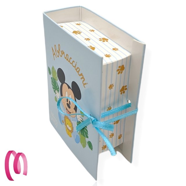 Bomboniera Battesimo Bimba Libro Minnie Disney con confetti.