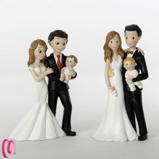 Cake topper sposi con bambino
